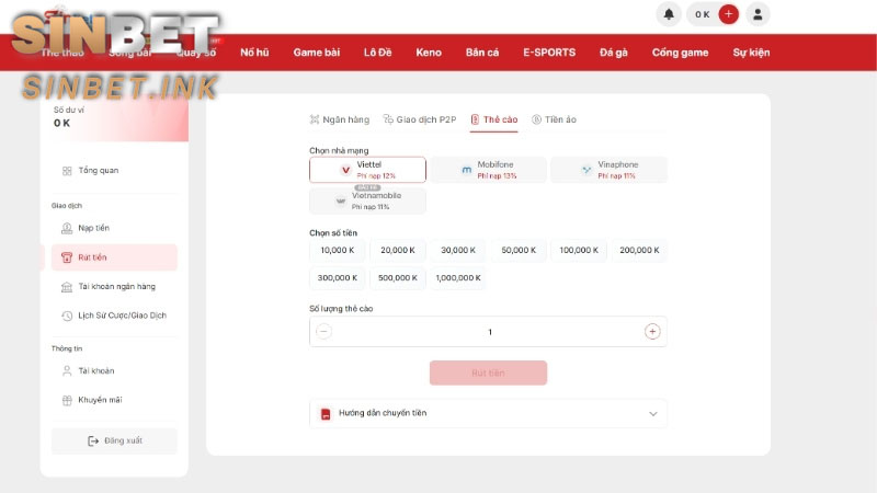 RÚT TIỀN SINBET - CHIA SẺ CÁCH ĐỔI THƯỞNG NHANH CHÓNG 4 RÚT TIỀN SINBET