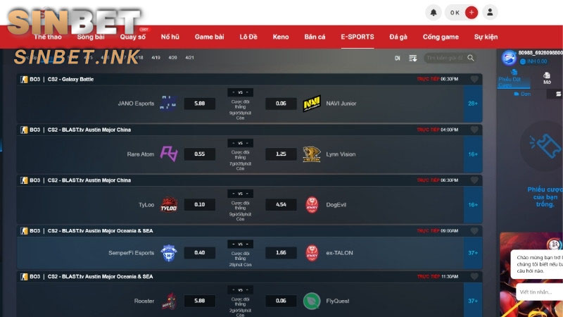 GAME ĐỐI KHÁNG HẤP DẪN TẠI SINBET, ĐẶT CƯỢC LÀ THẮNG 7 GAME ĐỐI KHÁNG