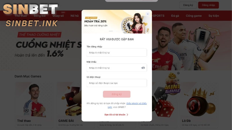 TRANG CHỦ SINBET - SIN BET CASINO 35 HƯỚNG DẪN QUY TRÌNH ĐĂNG KÝ NHANH CHÓNG