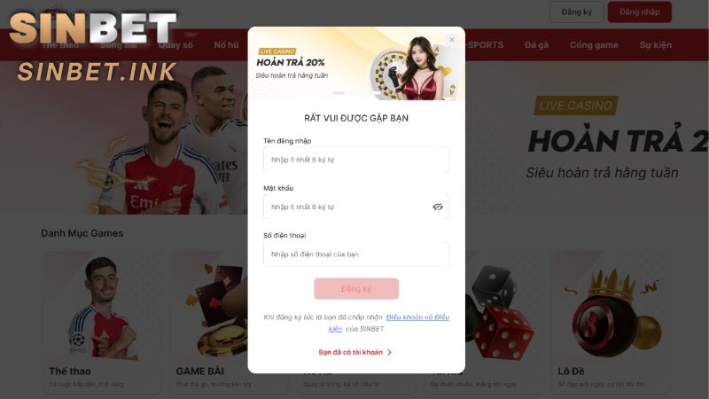 ĐĂNG KÝ SINBET CHỈ TRONG 3 BƯỚC ĐẢM BẢO THÀNH CÔNG 100% 5 ĐĂNG KÝ SINBET